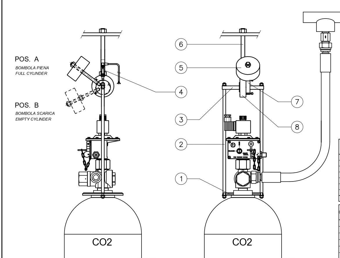 CO2 - Σύστημα ζύγισης για Φιάλες με ειδικό αισθητήρα και καλώδιο.